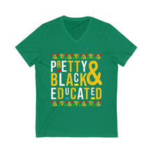 Load image into Gallery viewer, Pretty Black & Educated Short Sleeve V-Neck Tee