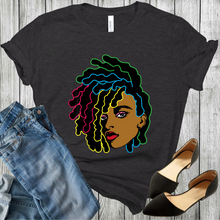 Load image into Gallery viewer, Colorful Locs Black Women's T-Shirt, African American T-Shirt