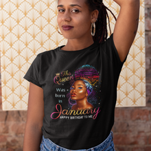 Load image into Gallery viewer, January Queen birthday zodiac horoscope t-shirt black