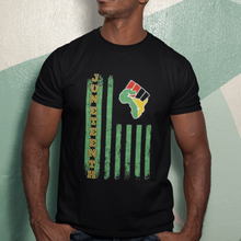 Load image into Gallery viewer, Juneteenth Distressed Flag t-shirt black