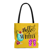 Load image into Gallery viewer, Hello Summer - Beach Bag - Canvas Beach Tote Bag - Gift for Mom - Reusable Shopping Bag - Utility Tote Bag