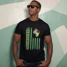 Load image into Gallery viewer, Juneteenth Distressed Flag t-shirt black
