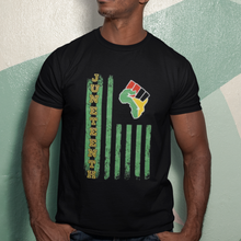 Load image into Gallery viewer, Juneteenth Distressed Flag t-shirt black
