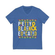 Load image into Gallery viewer, Pretty Black &amp; Educated Short Sleeve V-Neck Tee
