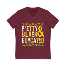 Load image into Gallery viewer, Pretty Black &amp; Educated Short Sleeve V-Neck Tee
